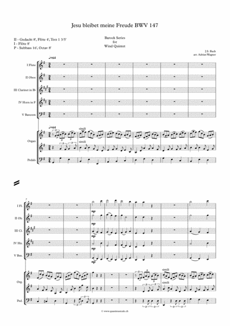 Jesu Bleibet Meine Freude Bwv147 Johann Sebastian Bach Wind Quintet Organ Page 2