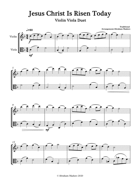 Jesus Christ Is Risen Today Violin Viola Duet Three Tonalities Included Page 2