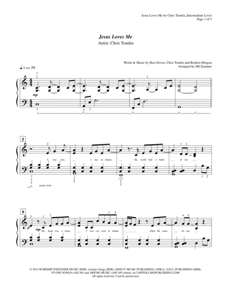 Jesus Loves Me Chris Tomlin Piano Solo At Intermediate Level Page 2