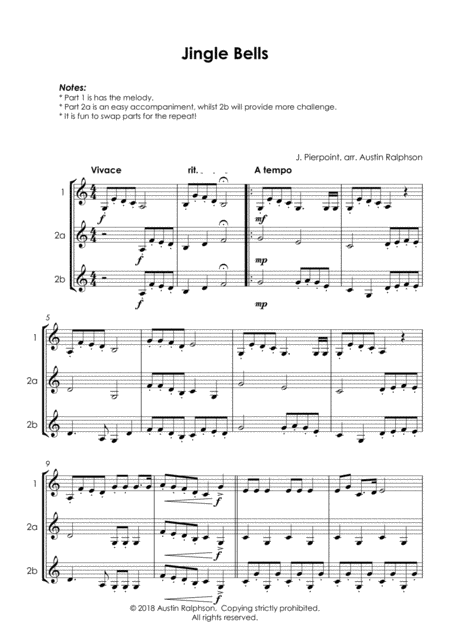 Jingle Bells Clarinet Duet Easy Intermediate Level Page 2