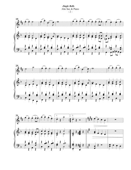 Jingle Bells For Alto Sax Piano Page 2