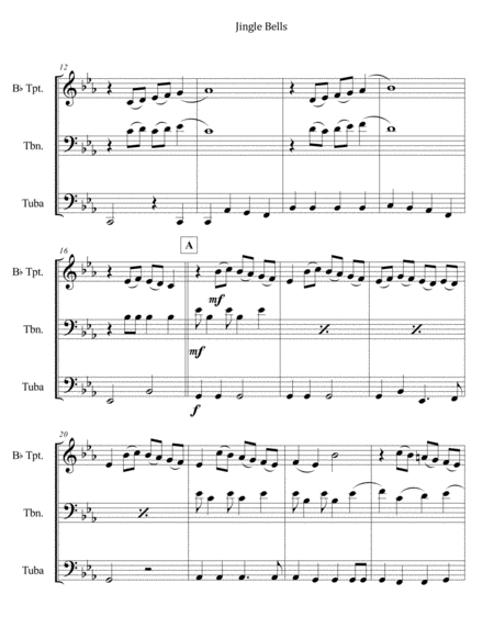 Jingle Bells For Brass Trio Trumpet Trombone Tuba Page 2