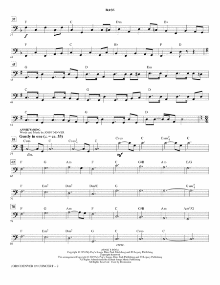 John Denver In Concert Arr Alan Billingsley Bass Page 2