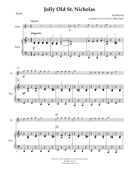 Jolly Old St Nicholas For Easy Flute Piano Page 2