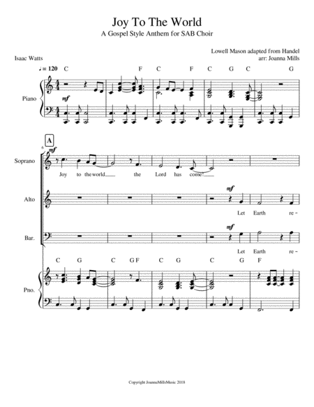 Joy To The World A Gospel Style Anthem For Sab Choir Page 2