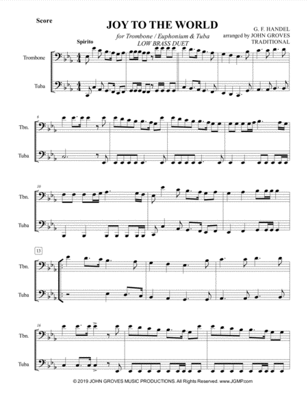 Joy To The World Trombone Tuba Duet Page 2