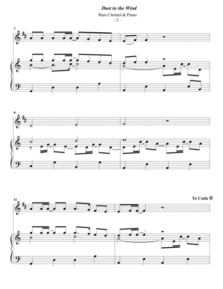 Kansas Dust In The Wind For Bass Clarinet Piano Page 2