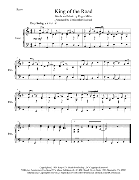 King Of The Road Piano Solo Page 2