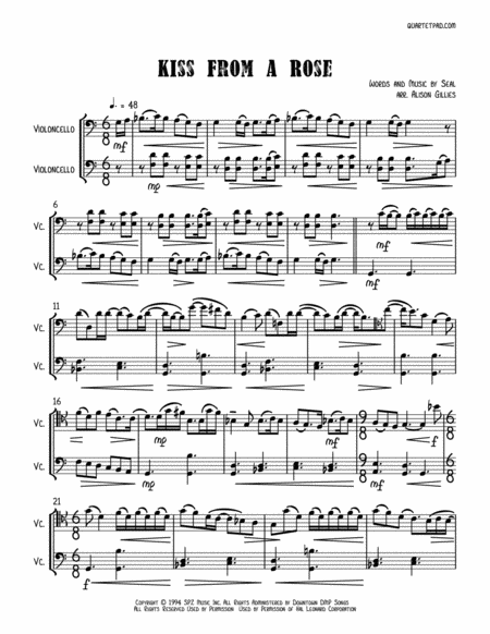 Kiss From A Rose Cello Duet Page 2