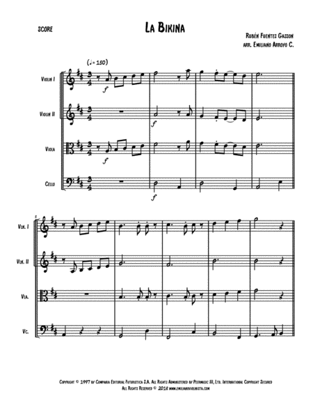 La Bikina By Ruben Fuentes For String Quartet Page 2
