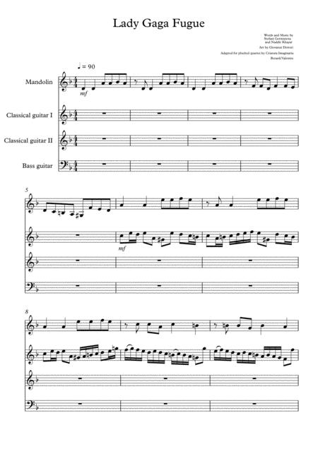 Lady Gaga Fugue For Plucked Quartet Mandolin 2 Guitars Bass Guitar Page 2