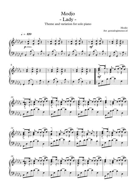 Lady Modjo Piano Solo Advanced Intermediate Level Page 2