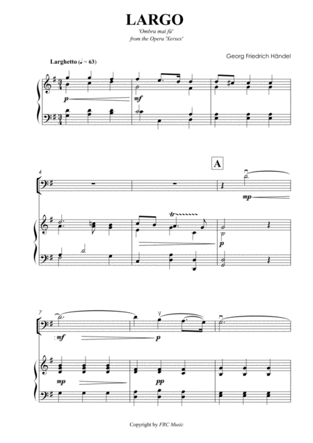 Largo From Opera Xerxes For Cello And Piano Page 2