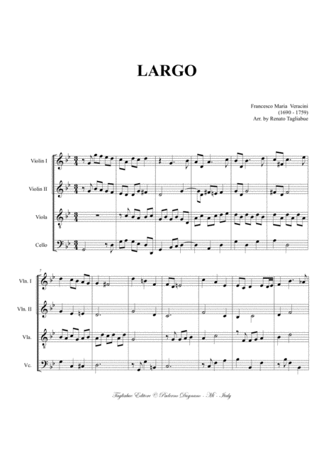 Largo Veracini Arr For String Quartet With Parts Page 2