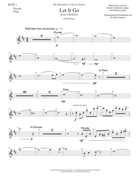 Let It Go From Frozen For Tenor Voice Woodwind Brass Pack Reed 1 2 Trumpet 1 2 Trombone 1 2 Parts Page 2