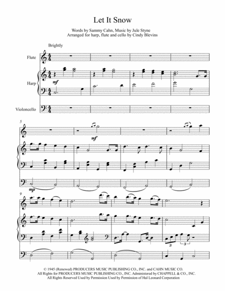 Let It Snow Let It Snow Let It Snow Arranged For Harp Flute And Optional Cello Page 2