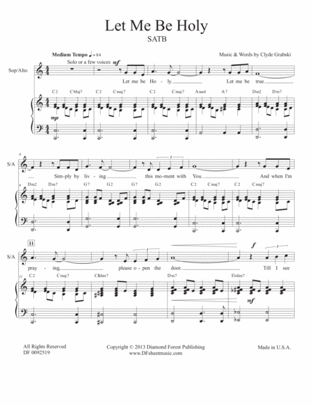 Let Me Be Holy Satb Choir Anthem Beautiful Melody And Words Easy To Sing Page 2