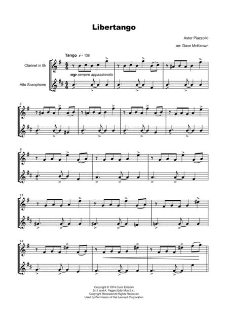 Libertango For Clarinet And Alto Saxophone Duet Page 2