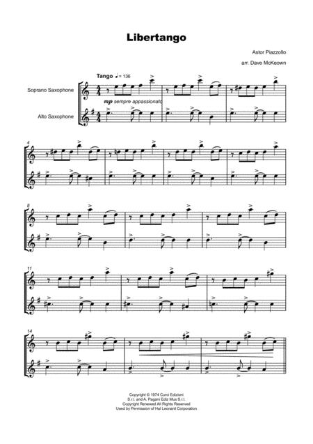 Libertango For Soprano And Alto Saxophone Duet Page 2