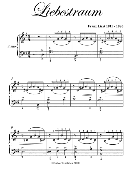 Liebestraum Elementary Piano Sheet Music Page 2