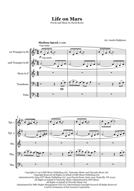 Life On Mars Brass Quintet Page 2