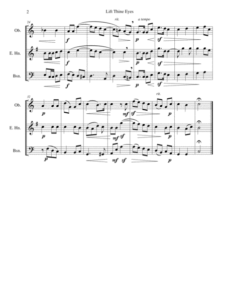 Lift Thine Eyes From Elijah For Reed Trio Oboe Cor Anglais Or Clarinet Bassoon Page 2