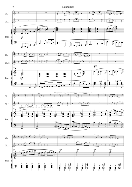 Lilliburlero For 2 Clarinets And Piano Page 2