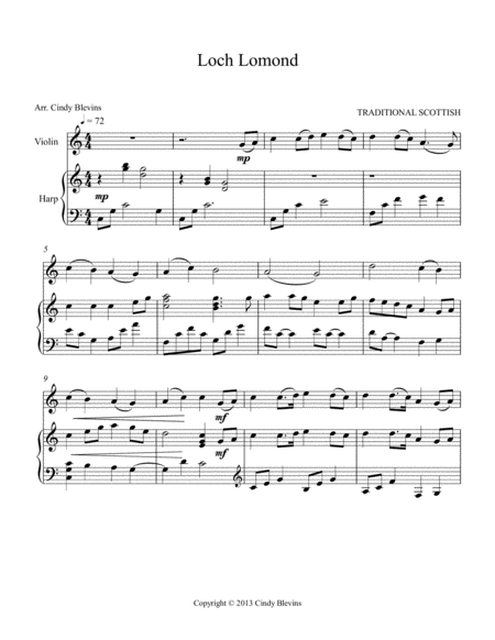 Loch Lomond Arranged For Harp And Violin Page 2