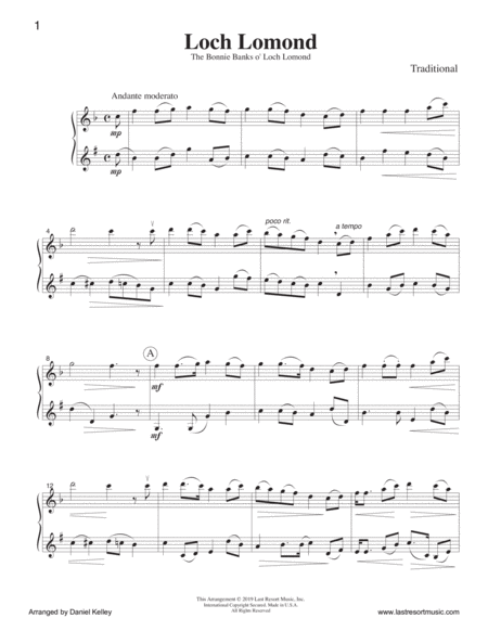 Loch Lomond For Flute Or Oboe Or Violin Clarinet Duet Music For Two Page 2