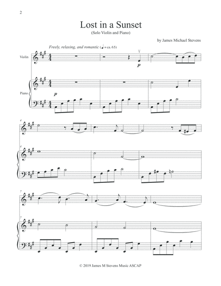 Lost In A Sunset Romantic Violin Piano Page 2