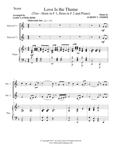 Love Is The Theme Trio Horn In F 1 Horn In F 2 Piano With Score Parts Page 2