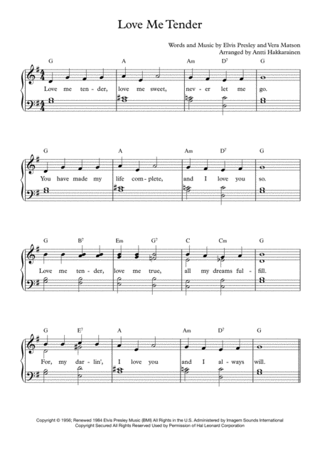 Love Me Tender Piano Page 2