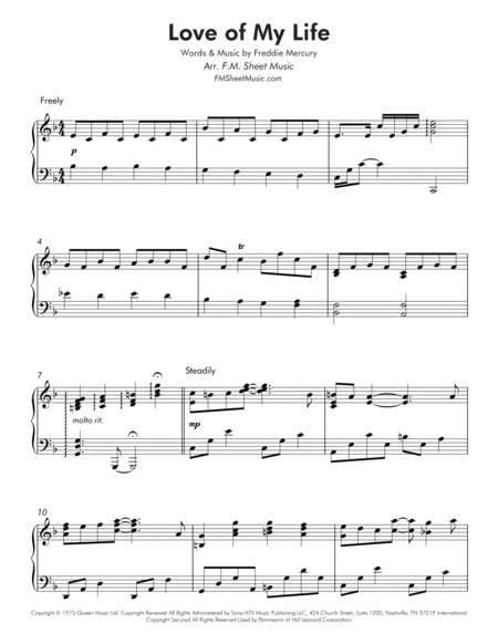 Love Of My Life Late Intermediate Piano Page 2