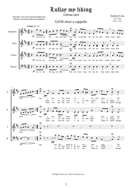 Lullay My Liking Christmas For Satb Choir A Cappella Page 2