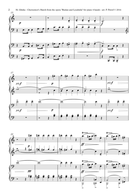 M Glinka Chernomors March From The Opera Ruslan And Lyudmila For Piano 4 Hands Page 2