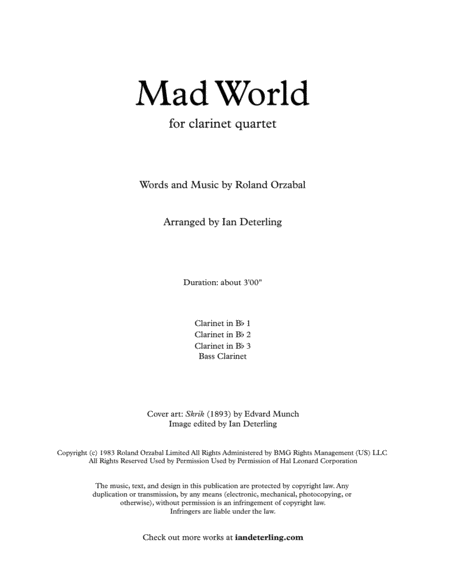 Mad World For Clarinet Quartet Page 2