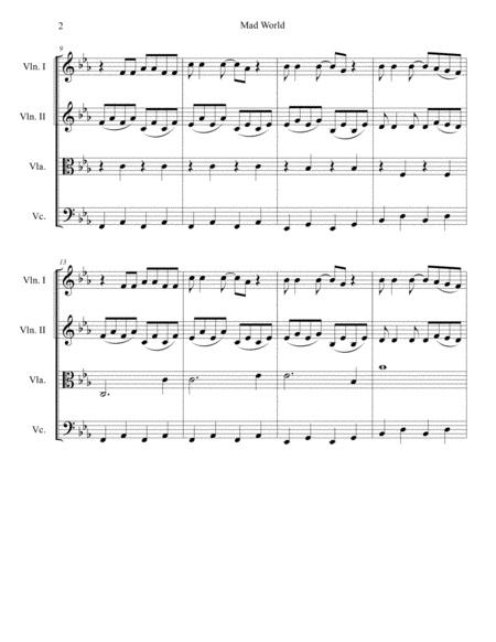 Mad World String Quartet Page 2