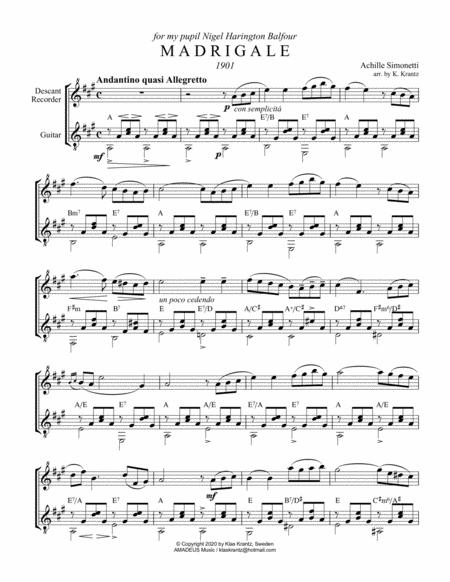 Madrigale For Descant Recorder And Guitar Page 2