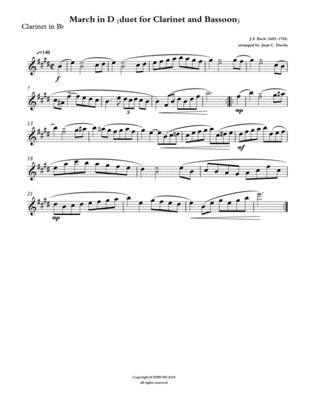 March In D Duet For Clarinet And Bassoon By Js Bach Page 2