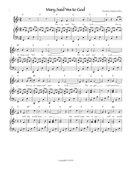 Mary Said Yes To God Solo Arrangement F Major Medium Voice Page 2