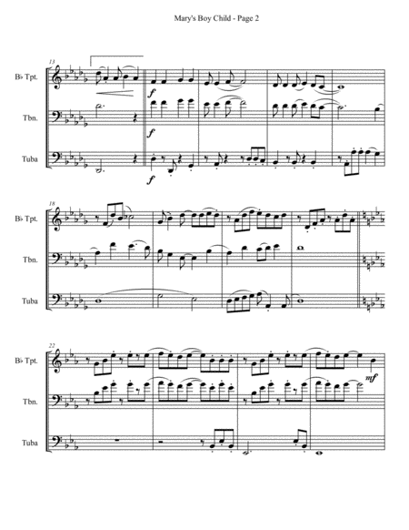 Marys Boy Child For Brass Trio Trumpet Trombone Tuba Page 2