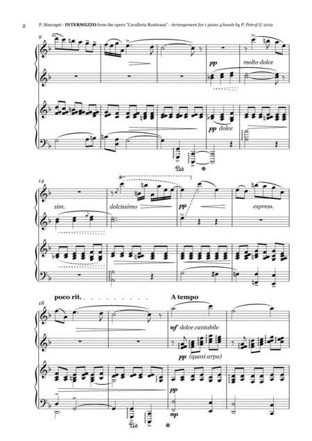 Mascagni Intermezzo From The Opera Cavalleria Rusticana 1 Piano 4 Hands Page 2