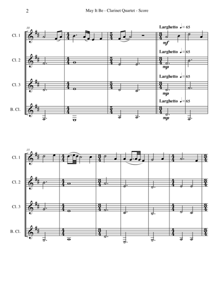 May It Be From The Lord Of The Rings The Fellowship Of The Ring For Clarinet Quartet Page 2