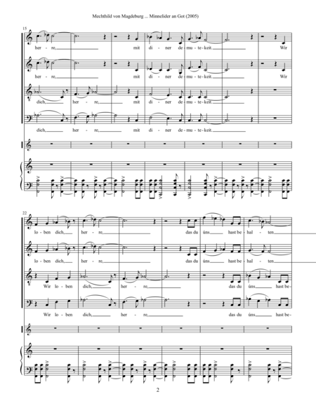 Mechthild Von Magdeburg Minnelieder An Got 2005 For Chorus Harp And String Quintet Vocal Score Page 2