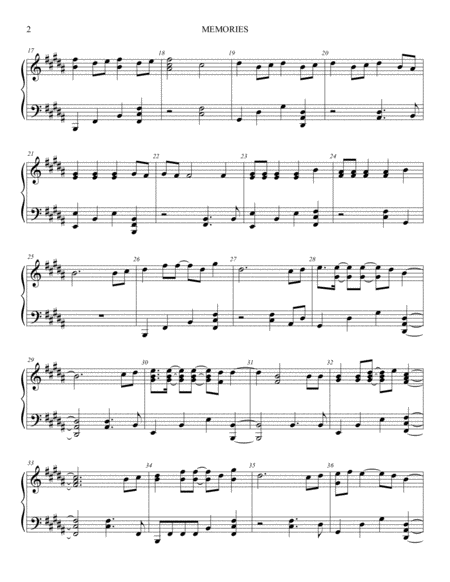 Memories Intermediate Piano Solo Page 2