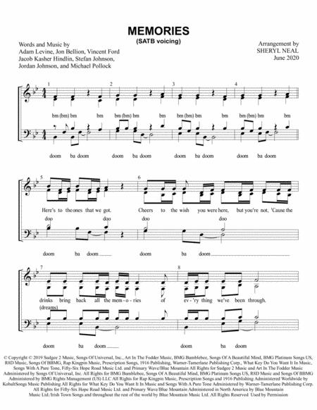 Memories Satb Quartet Pricing Page 2