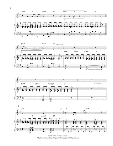 Mendiants D Amour Partition De Piano D Accompagnement Page 2
