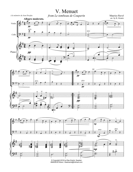 Menuet From Le Tombeau De Couperin For Piano Trio Page 2