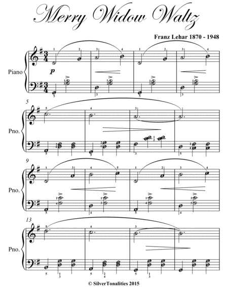Merry Widow Waltz Easy Elementary Piano Sheet Music Page 2