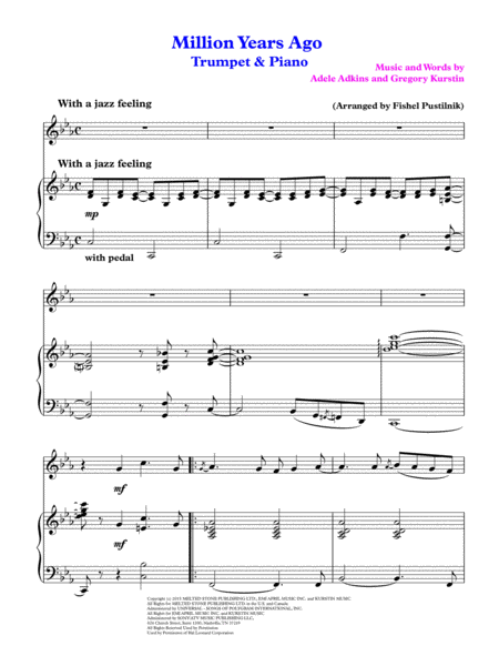 Million Years Ago For Trumpet And Piano Video Page 2